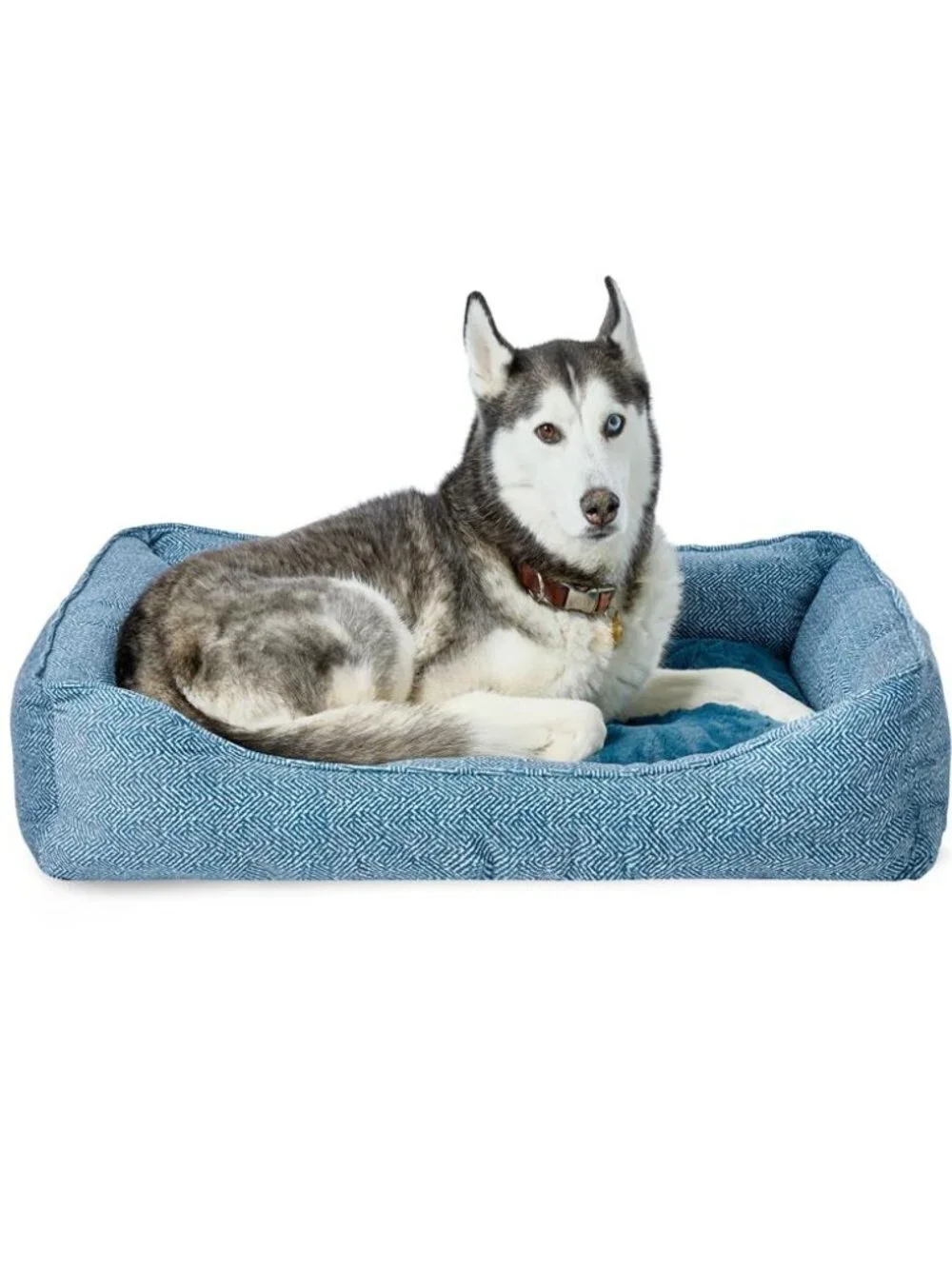 Medium Bolster Cat or Dog Bed Blue 21